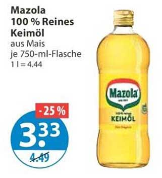 Mazola 100 % Reines Keimöl aus Mais je 750-ml-Flasche 1 l = 4.44