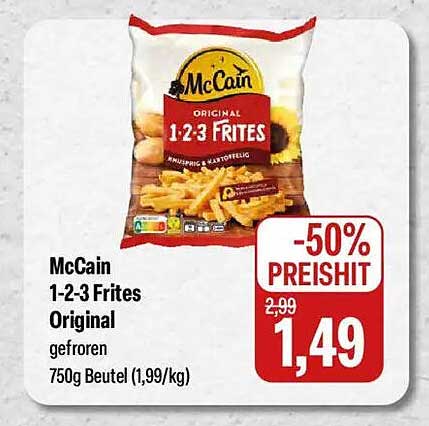 McCain 1-2-3 Frites Original gefroren 750g Beutel (1,99/kg)