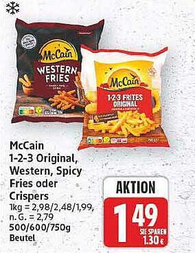McCain 1-2-3 Original, Western, Spicy Fries oder Crispers