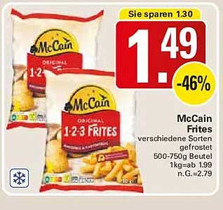 McCain Frites verschiedene Sorten gefrostet 500-750g Beutel
