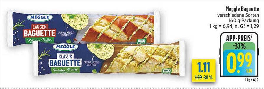 Meggle Baguette verschiedene Sorten 160 g Packung