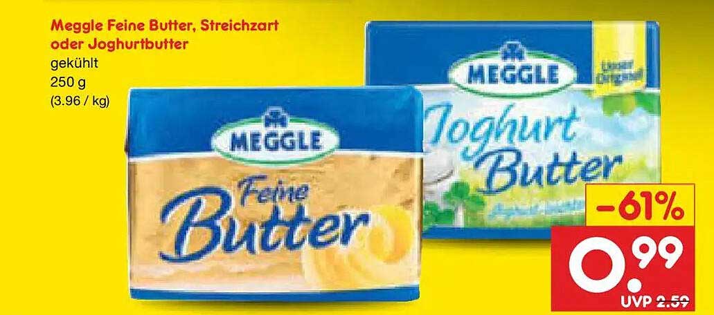 Meggle Feine Butter, Streichzart oder Joghurtbutter