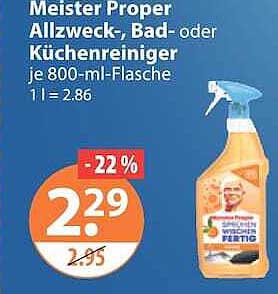 Meister Proper Allzweck-, Bad- oder Küchenreiniger je 800-ml-Flasche 1 l = 2.86