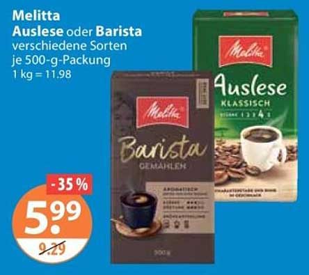 Melitta Auslese oder Barista verschiedene Sorten je 500-g-Packung
