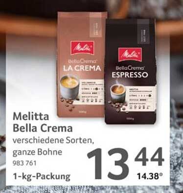 Melitta Bella Crema verschiedene Sorten, ganze Bohne 1-kg-Packung
