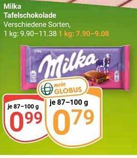 Milka Tafelschokolade Verschiedene Sorten, 1 kg: 9.90–11.38 1 kg: 7.90–9.08