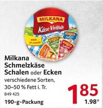 Milkana Schmelzkäse Schalen oder Ecken