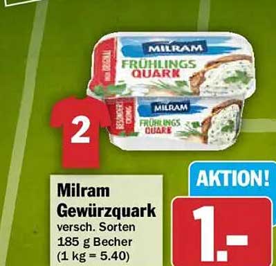 Milram Gewürzquark versch. Sorten 185 g Becher (1 kg = 5.40)