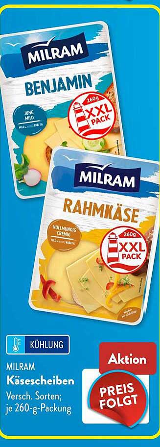 MILRAM Käsescheiben Versch. Sorten; je 260-g-Packung