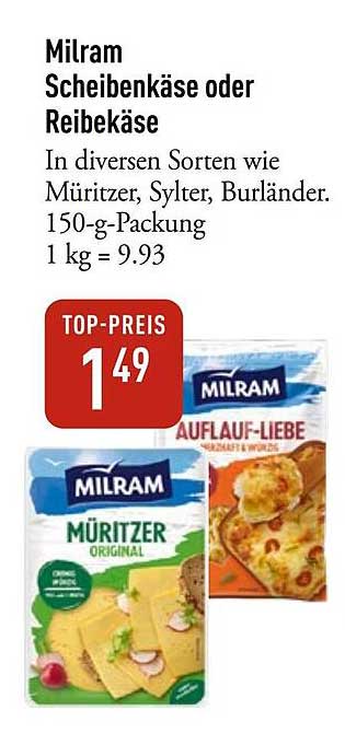 Milram Scheibenkäse oder Reibekäse