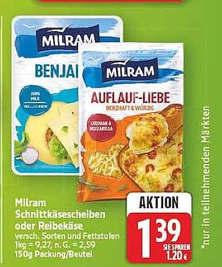 Milram Schnittkäsescheiben oder Reibekäse