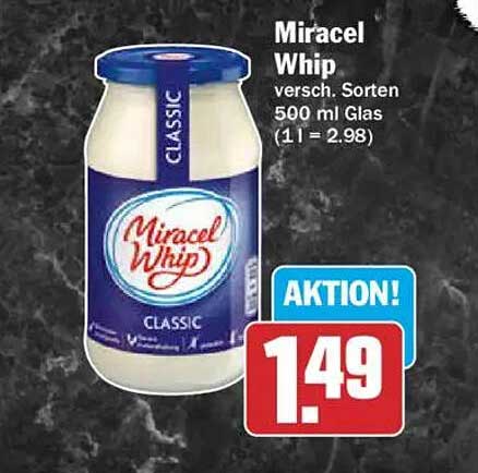 Miracel Whip versch. Sorten 500 ml Glas (1 l = 2.98)