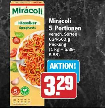 Mirácoli 5 Portionen versch. Sorten 634-560 g Packung (1 kg = 5.39-5.88)