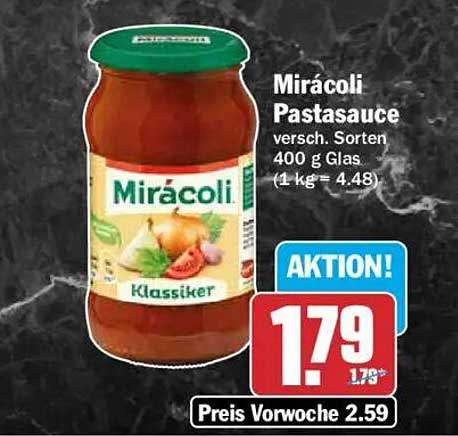 Mirácoli Pastasauce versch. Sorten 400 g Glas (1 kg = 4.48)