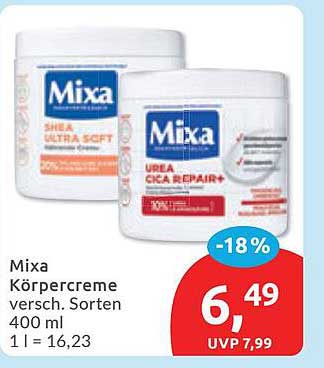 Mixa Körpercreme versch. Sorten 400 ml 1 l = 16,23