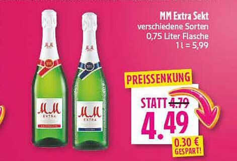 MM Extra Sekt verschiedene Sorten 0,75 Liter Flasche 1 l = 5,99