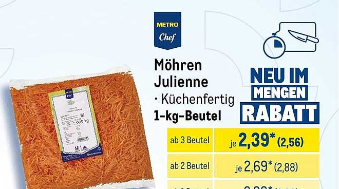 Möhren Julienne · Küchenfertig 1-kg-Beutel