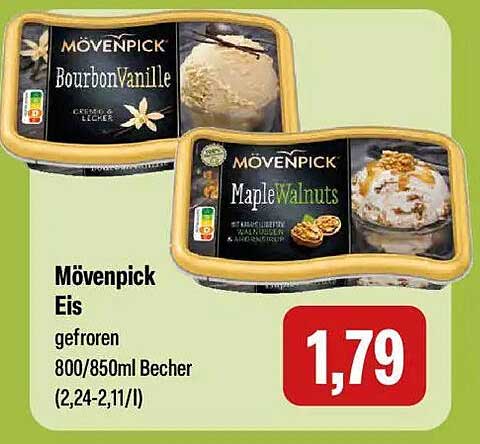 Mövenpick Eis gefroren 800/850ml Becher (2,24-2,11/l)