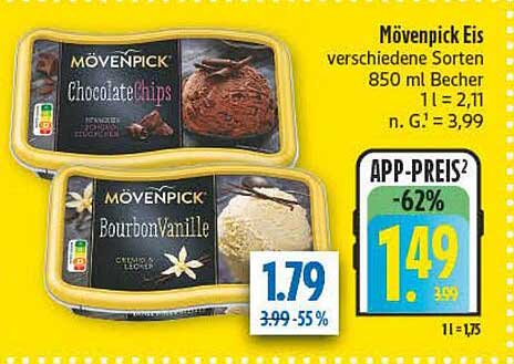 Mövenpick Eis verschiedene Sorten 850 ml Becher