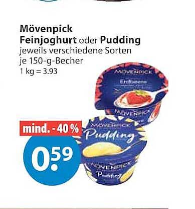 Mövenpick Feinjoghurt oder Pudding jeweils verschiedene Sorten je 150-g-Becher 1 kg = 3.93