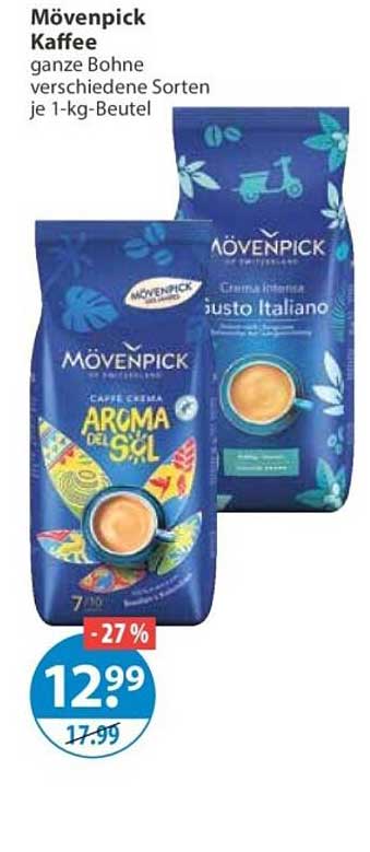 Mövenpick Kaffee ganze Bohne verschiedene Sorten je 1-kg-Beutel