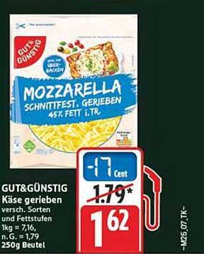 MOZZARELLA SCHNITTKÄSE, GESCHNITTEN 45% FETT I.TR.