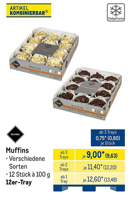 Muffins • Verschiedene Sorten • 12 Stück à 100 g 12er-Tray