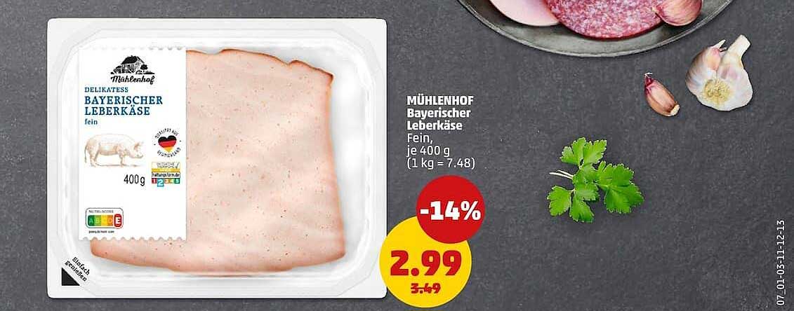 MÜHLENHOF Bayerischer Leberkäse, fein, je 400 g