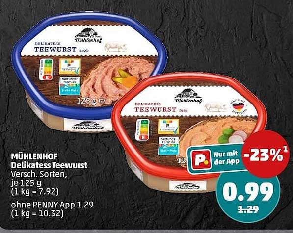 MÜHLENHOF Delikates Teewurst Versch. Sorten, je 125 g