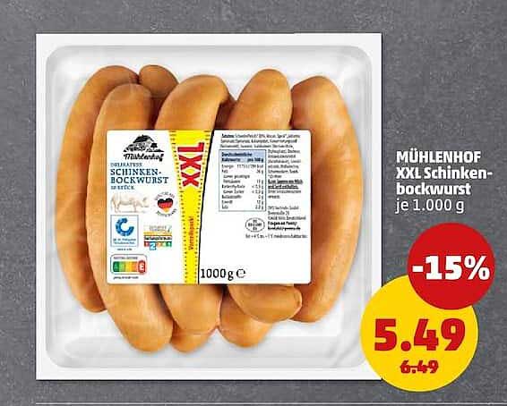 MÜHLENHOF XXL Schinken-bockwurst je 1.000 g