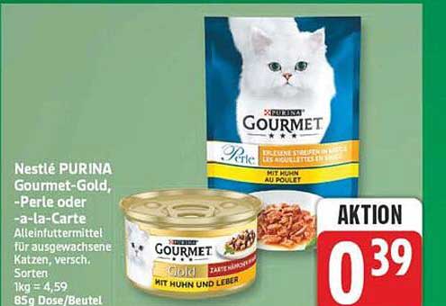 Nestlé PURINA Gourmet-Gold, -Perle oder -a-la-Carte! Alleinfuttermittel für ausgewachsene Katzen, versch. Sorten, 1kg = 4,59