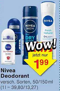 Nivea Deodorant versch. Sorten, 50/150 ml (1 l = 39,80/9,07)