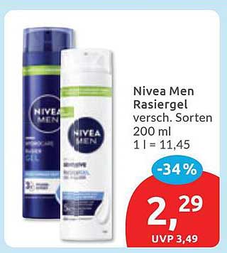 Nivea Men Rasierschaum versch. Sorten 200 ml 1 l = 11,45