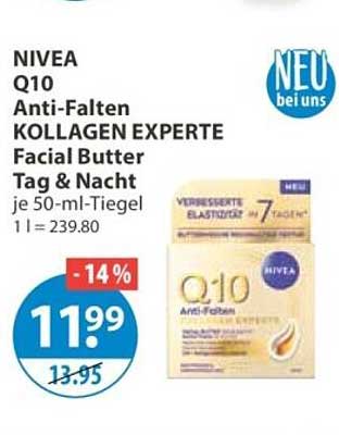 NIVEA Q10 Anti-Falten KOLLAGEN EXPERTE Facial Butter Tag & Nacht je 50-ml-Tiegel 1 l = 239.80