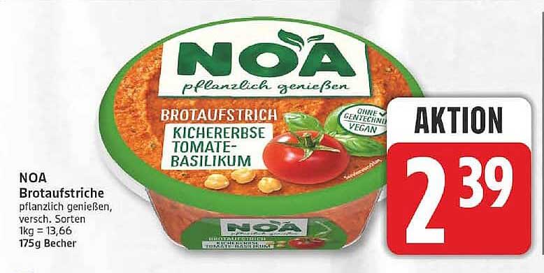 NOA Brotaufstrich Kichererbse Tomate Basilikum