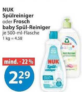 NUK Spülreiniger oder Frosch baby Spül-Reiniger je 500-ml-Flasche