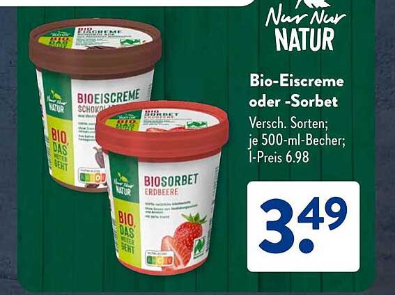 Nur Nur Natur Bio-Eiscreme oder -Sorbet