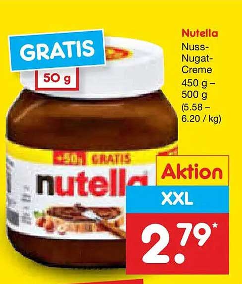 Nutella Nuss-Nugat-Creme 450 g - 500 g (5.58 - 6.20 / kg)