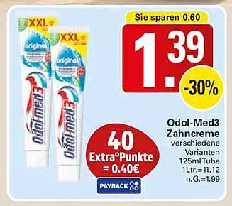 Odol-Med3 Zahnpcreme verschiedene Varianten 125ml Tube