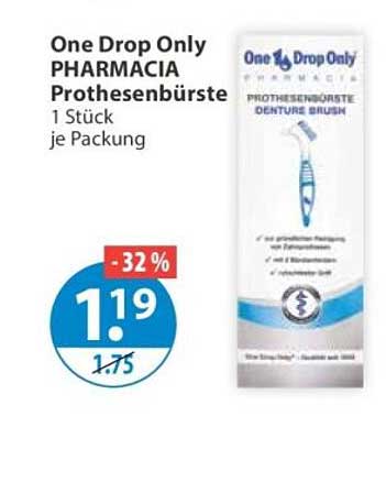 One Drop Only PHARMACIA Prothesenbürste 1 Stück je Packung