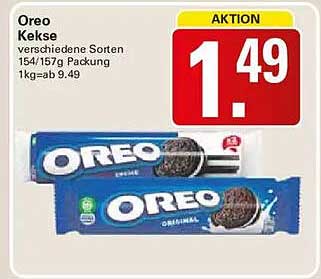 Oreo Kekse verschiedene Sorten 154/157g Packung 1kg=ab 9.49