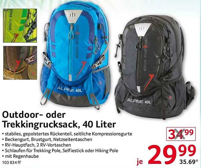 Outdoor- oder Trekkingrucksack, 40 Liter