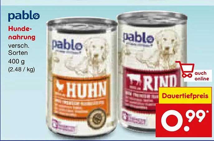 Pablo Hundenahrung versch. Sorten 400 g