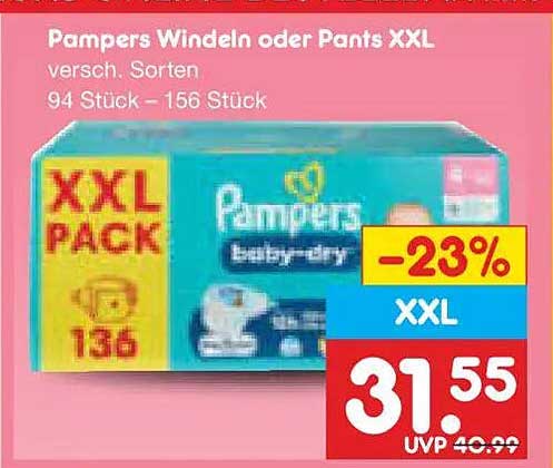 Pampers Windeln oder Pants XXL versch. Sorten 94 Stück – 156 Stück