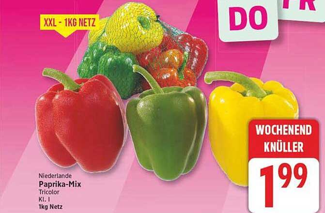 Paprika-Mix Tricolor Kl. I 1kg Netz