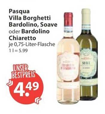 Pasqua Villa Borghetti Bardolino, Soave oder Bardolino Chiaretto je 0,75-Liter-Flasche