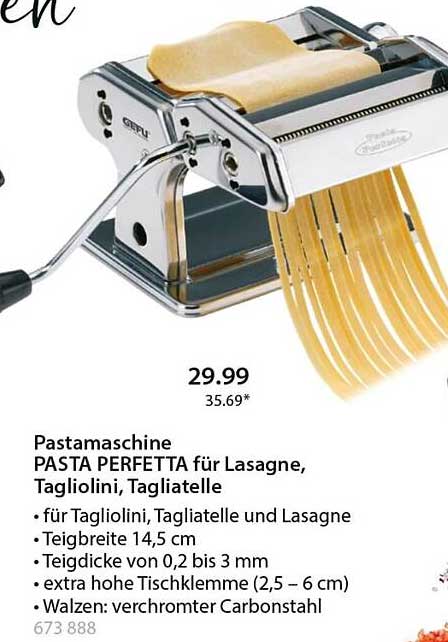 Pastamaschine PASTA PERFETTA für Lasagne, Tagliolini, Tagliatelle