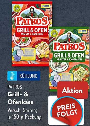 PATROS Grill- & Ofenkäse Versch. Sorten; je 150-g-Packung
