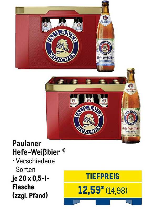 Paulaner Hefe-Weißbier ⁴ • Verschiedene Sorten je 20 x 0,5-l-Flasche (zzgl. Pfand)