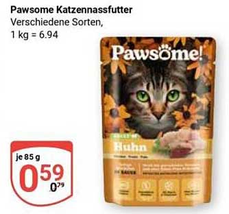 Pawsome Katzennassfutter Verschiedene Sorten, 1 kg = 6.94